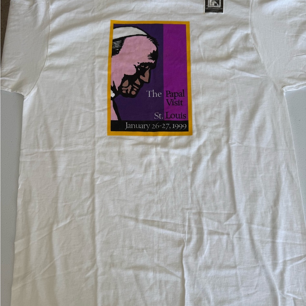 Vintage 90s Pope John Paul Papal Visit St Louis T Shirt Adult White XL Tultex